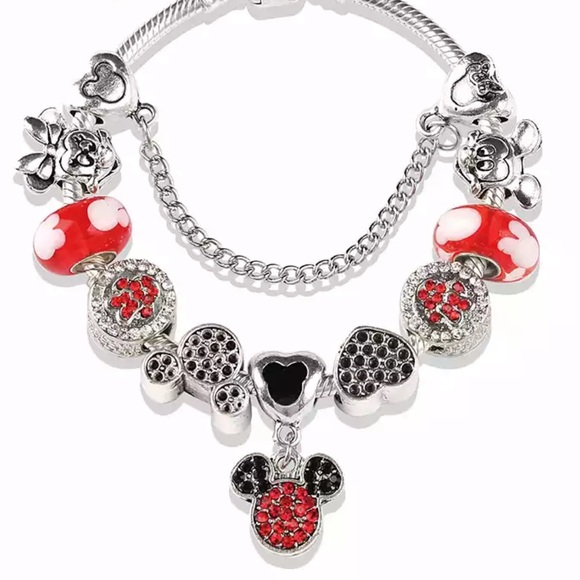 Crystal Mickey Minnie Pendant Bead Bracelet - Picture 3 of 3